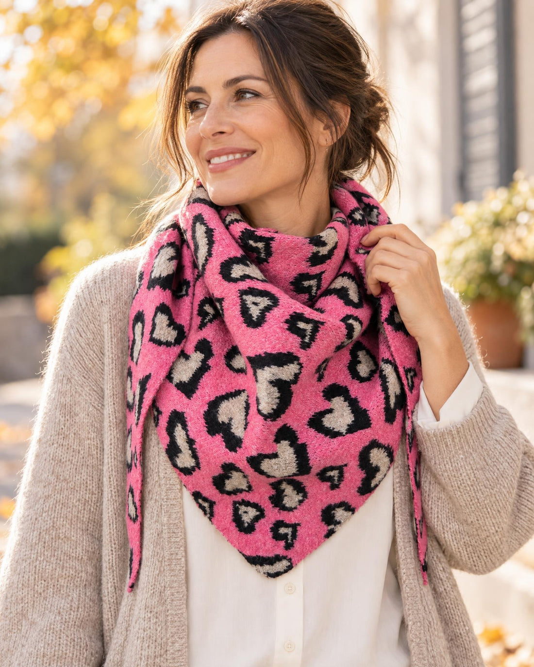 Dreieckstuch Leo Herz pink