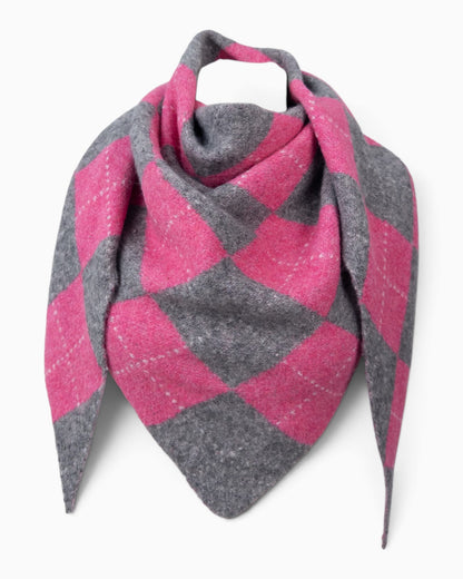 Dreieckstuch Karo pink grau