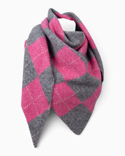 Dreieckstuch Karo pink grau