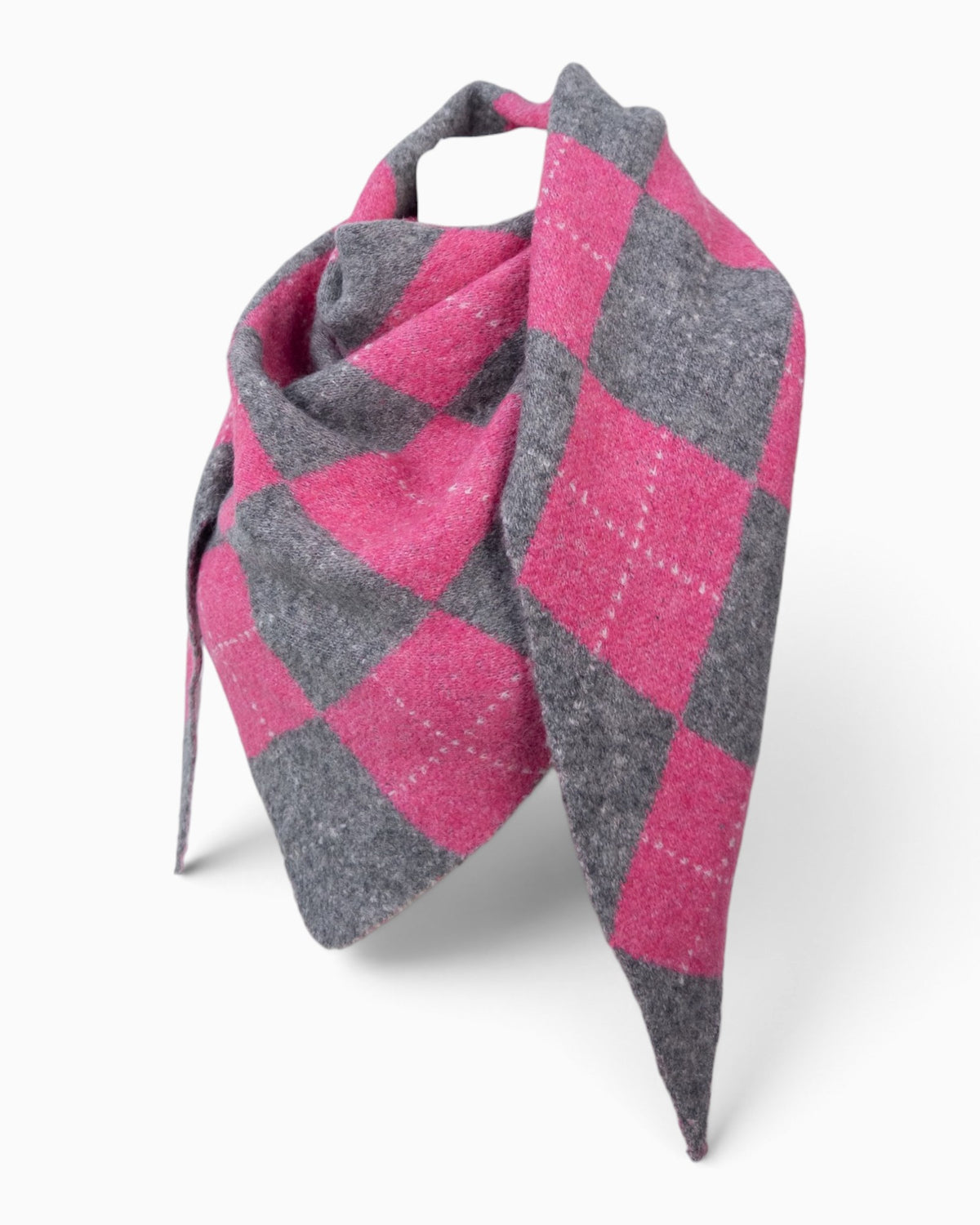 Dreieckstuch Karo pink grau