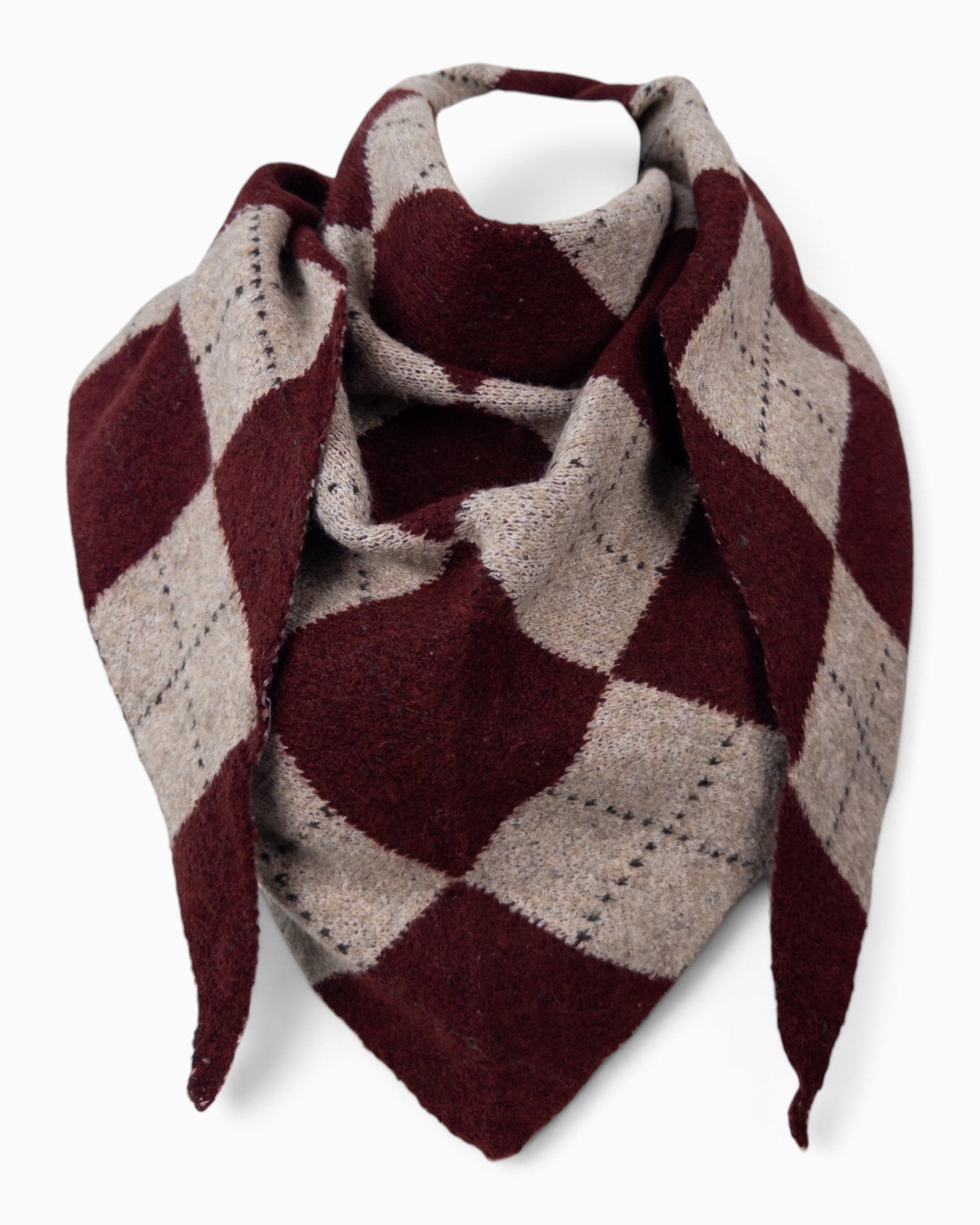 Dreieckstuch Karo weinrot beige