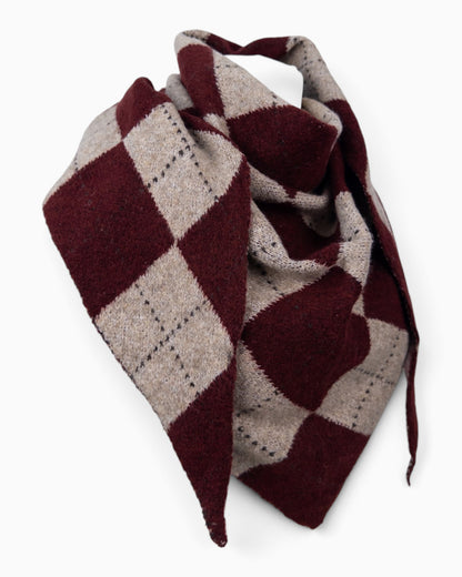 Dreieckstuch Karo weinrot beige