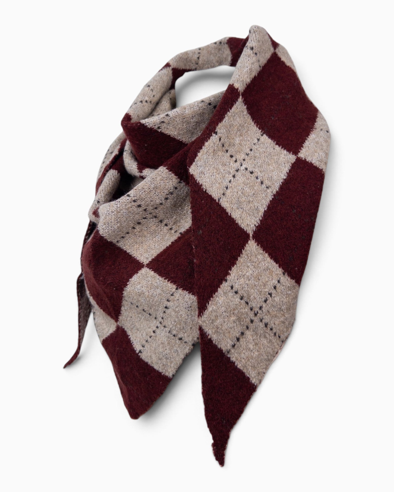 Dreieckstuch Karo weinrot beige