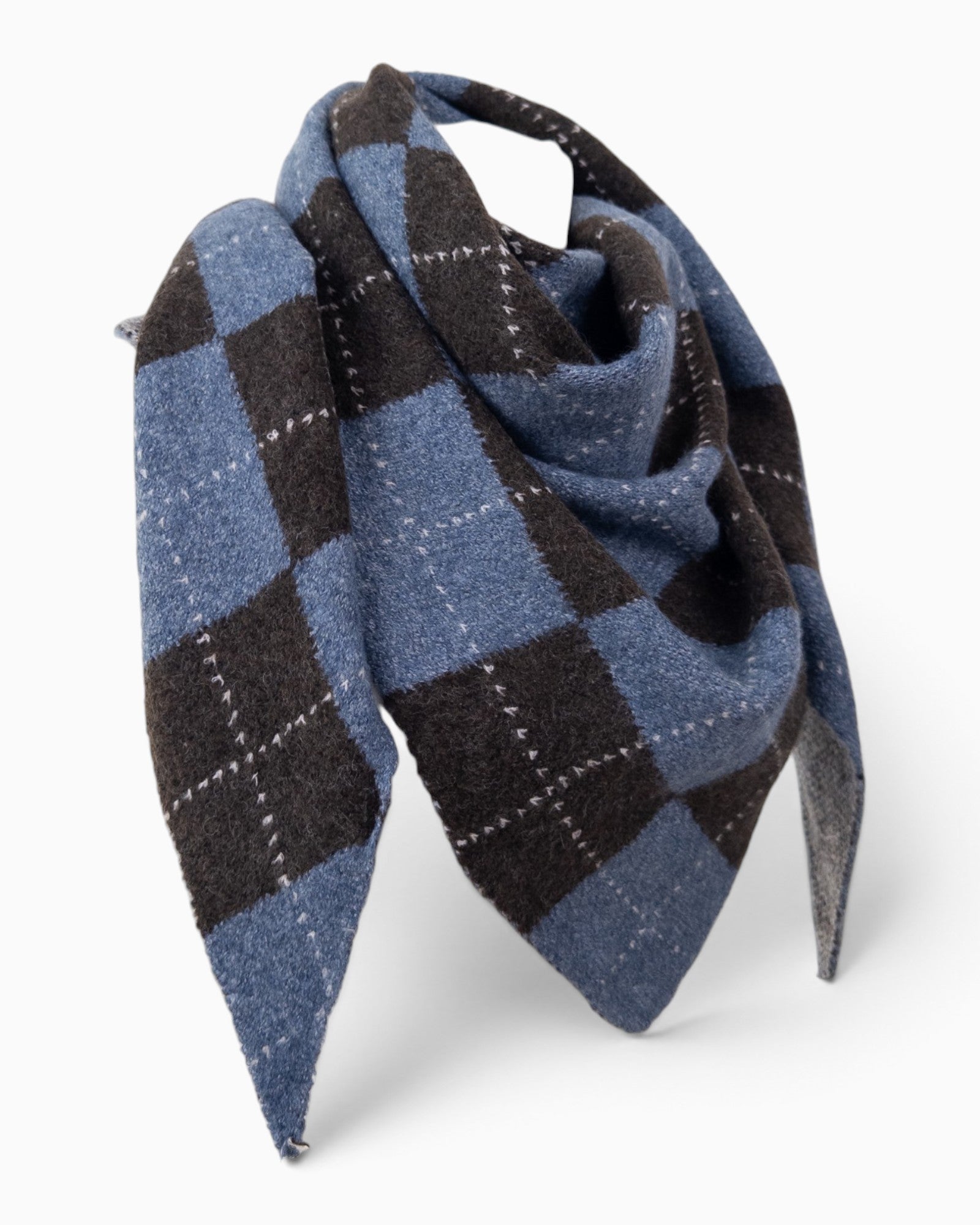 Dreieckstuch Karo jeansblau braun