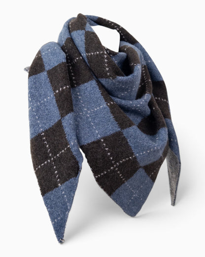 Dreieckstuch Karo jeansblau braun