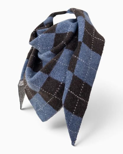 Dreieckstuch Karo jeansblau braun