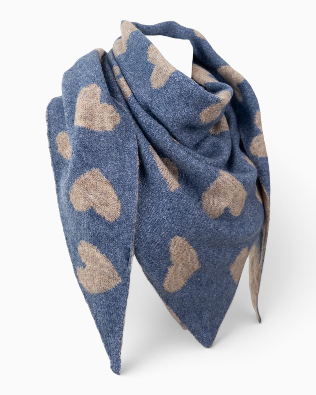 Wende-Dreieckstuch Herz blau beige