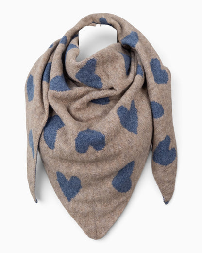 Wende-Dreieckstuch Herz blau beige
