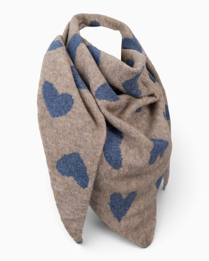 Wende-Dreieckstuch Herz blau beige