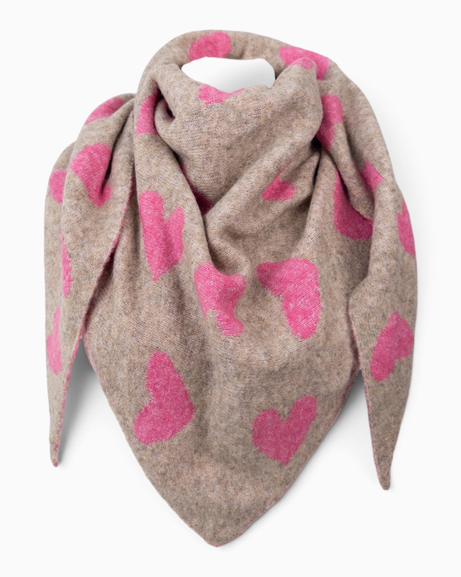 Wende-Dreieckstuch Herz beige pink