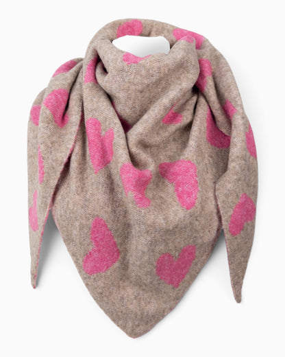 Wende-Dreieckstuch Herz beige pink