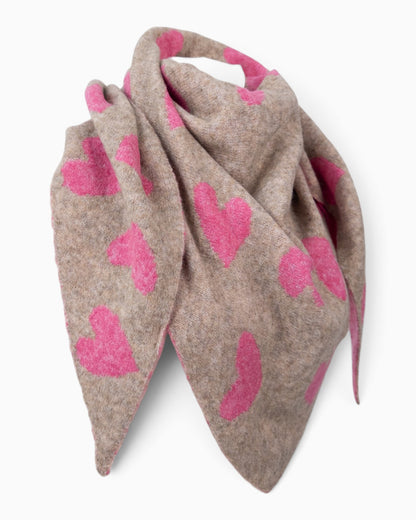 Wende-Dreieckstuch Herz beige pink