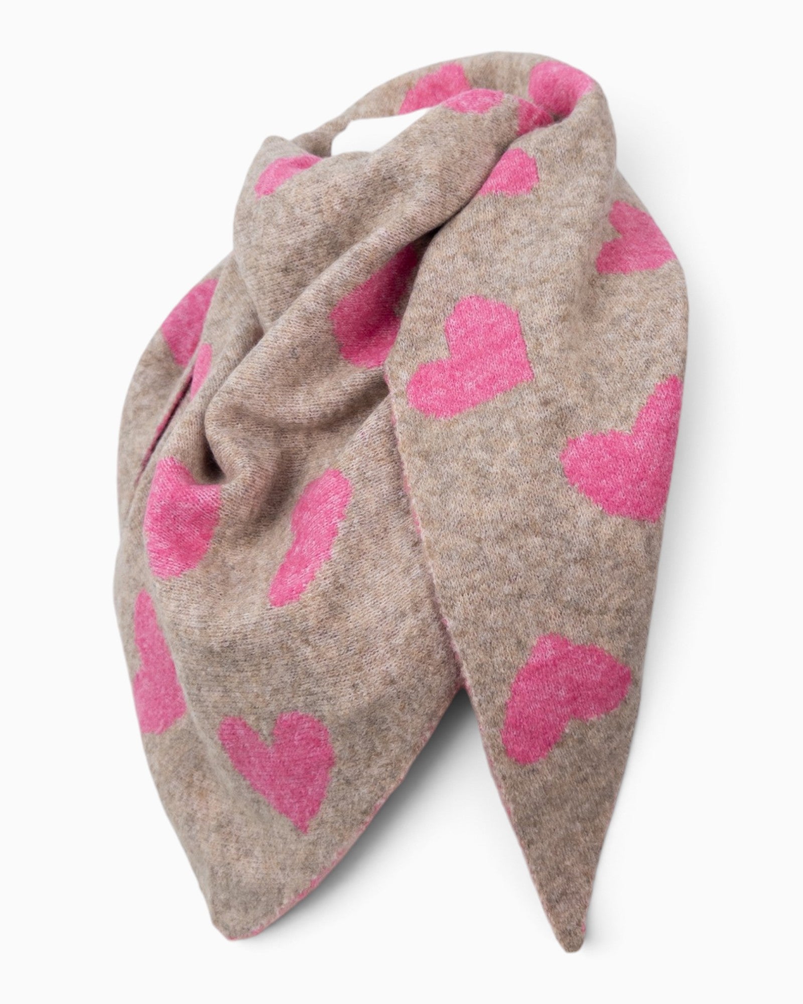 Wende-Dreieckstuch Herz beige pink