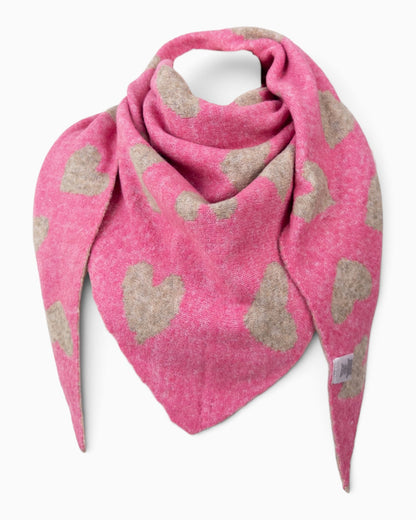 Wende-Dreieckstuch Herz beige pink