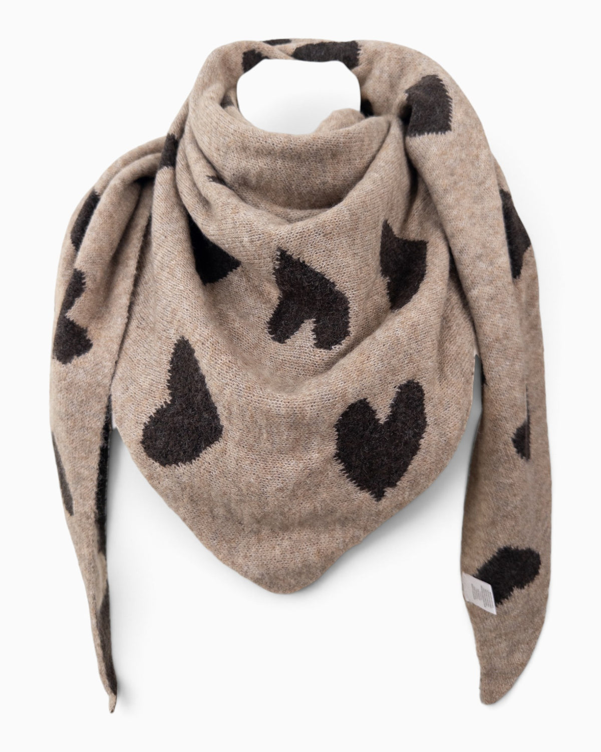 Wende-Dreieckstuch Herz dunkelbraun camel