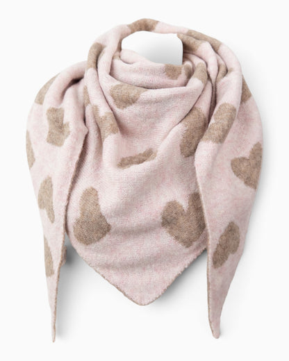 Wende-Dreieckstuch Herz rosé taupe