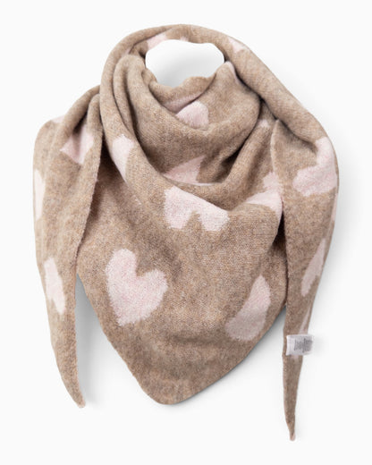 Wende-Dreieckstuch Herz rosé taupe