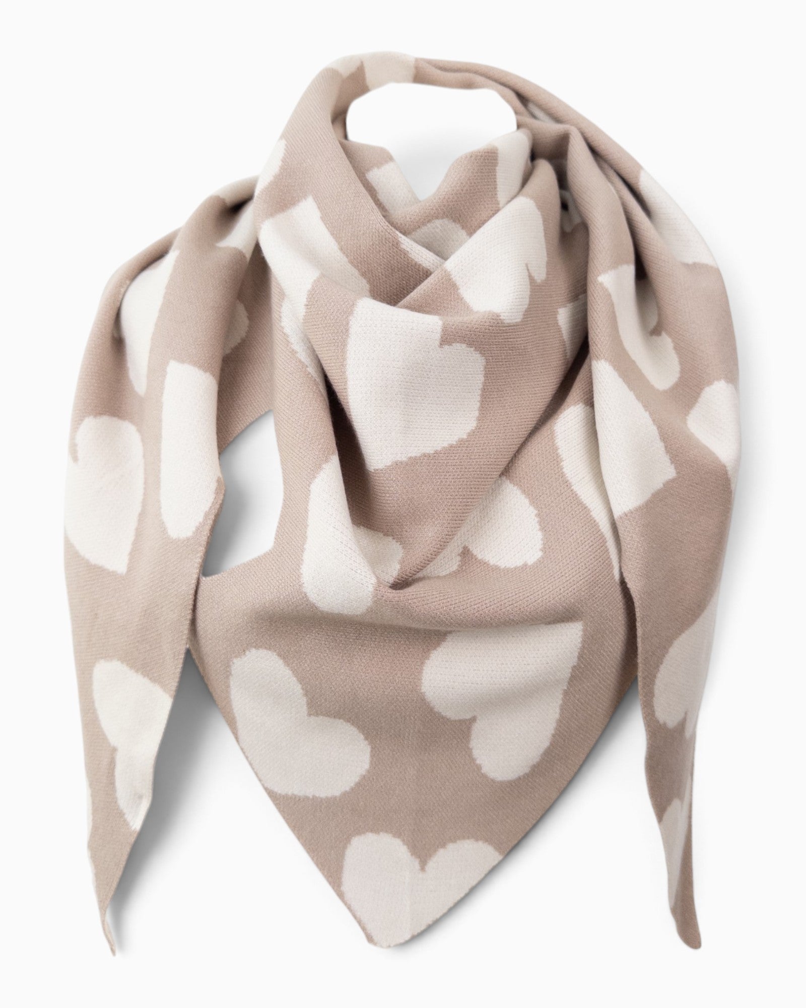 Dreieckstuch Herz taupe creme