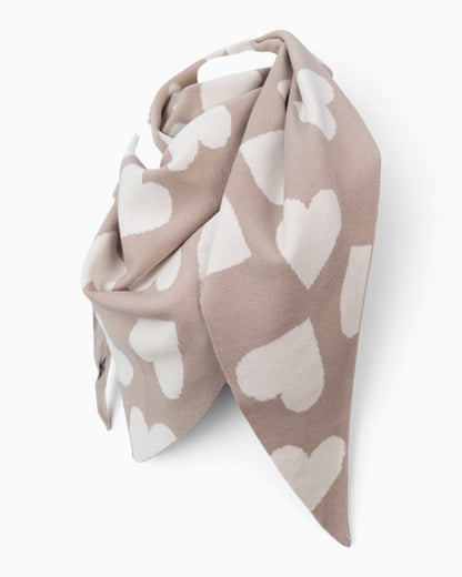 Dreieckstuch Herz taupe creme