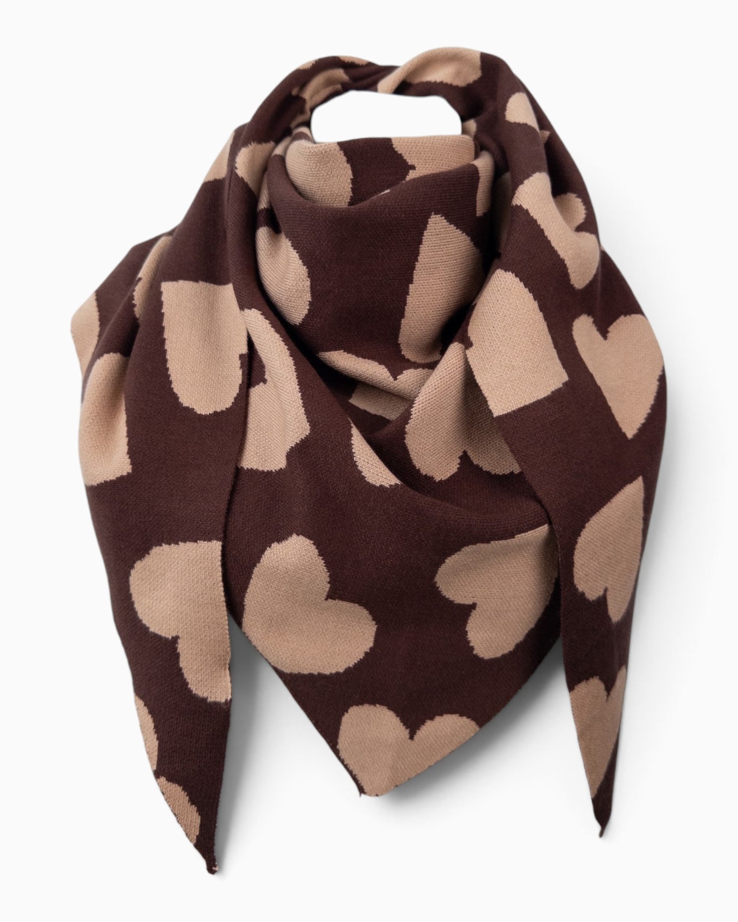 Dreieckstuch Herz dunkelbraun camel