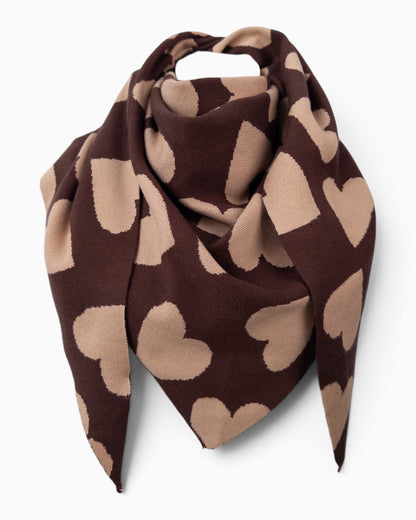 Dreieckstuch Herz dunkelbraun camel