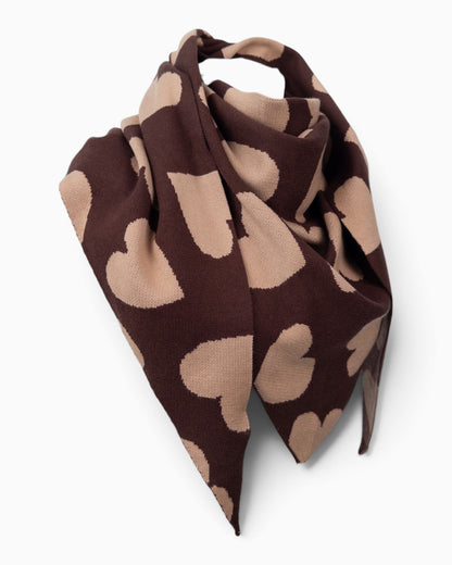 Dreieckstuch Herz dunkelbraun camel