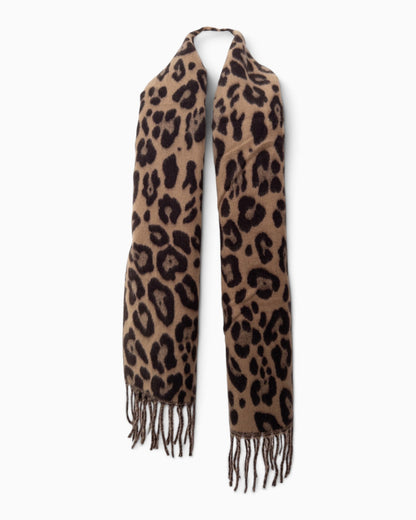 Schal Leo mit Fransen camel braun