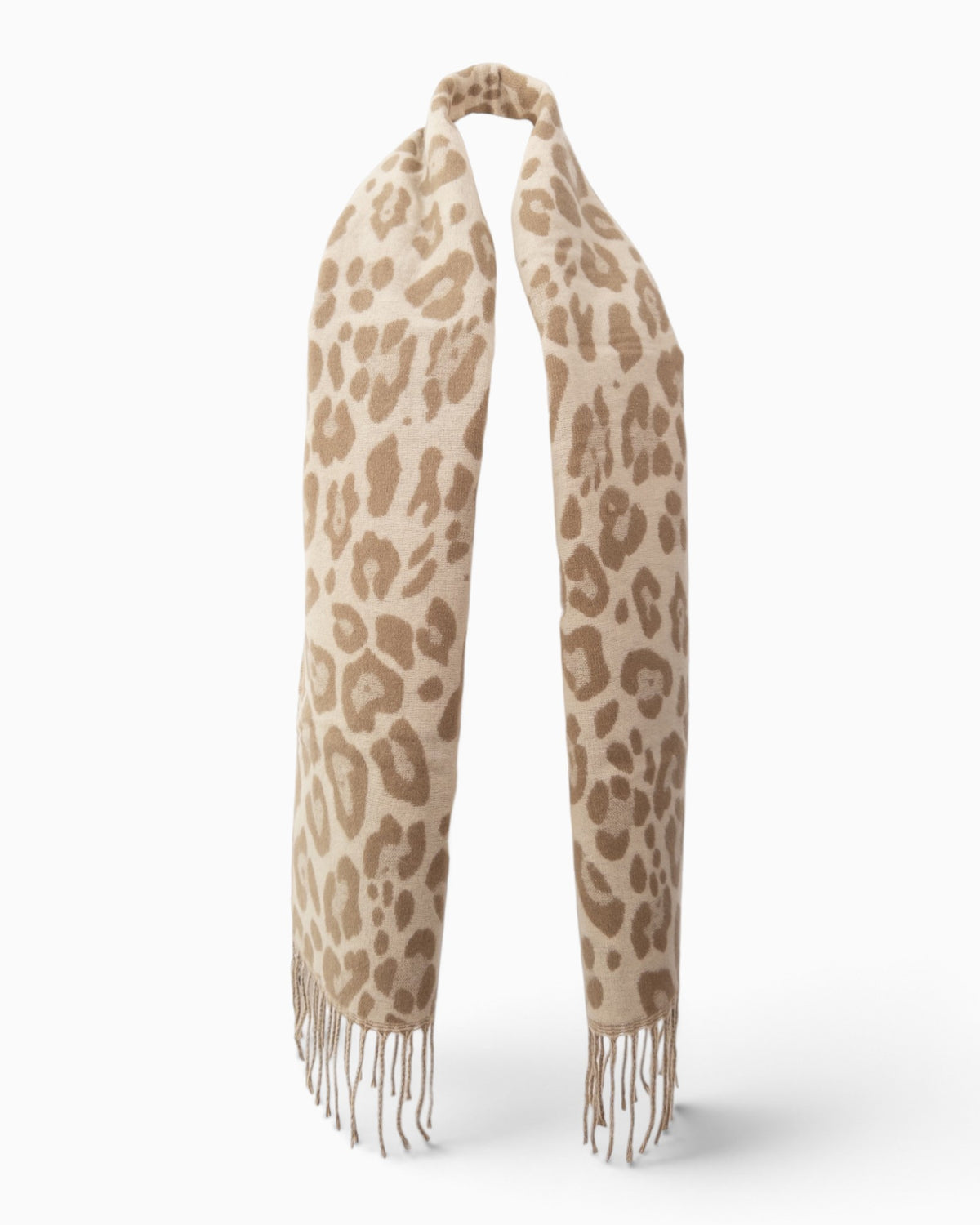 Schal Leo mit Fransen beige taupe