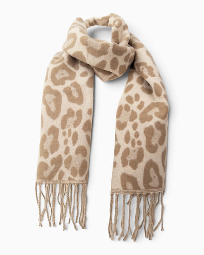 Schal Leo mit Fransen beige taupe