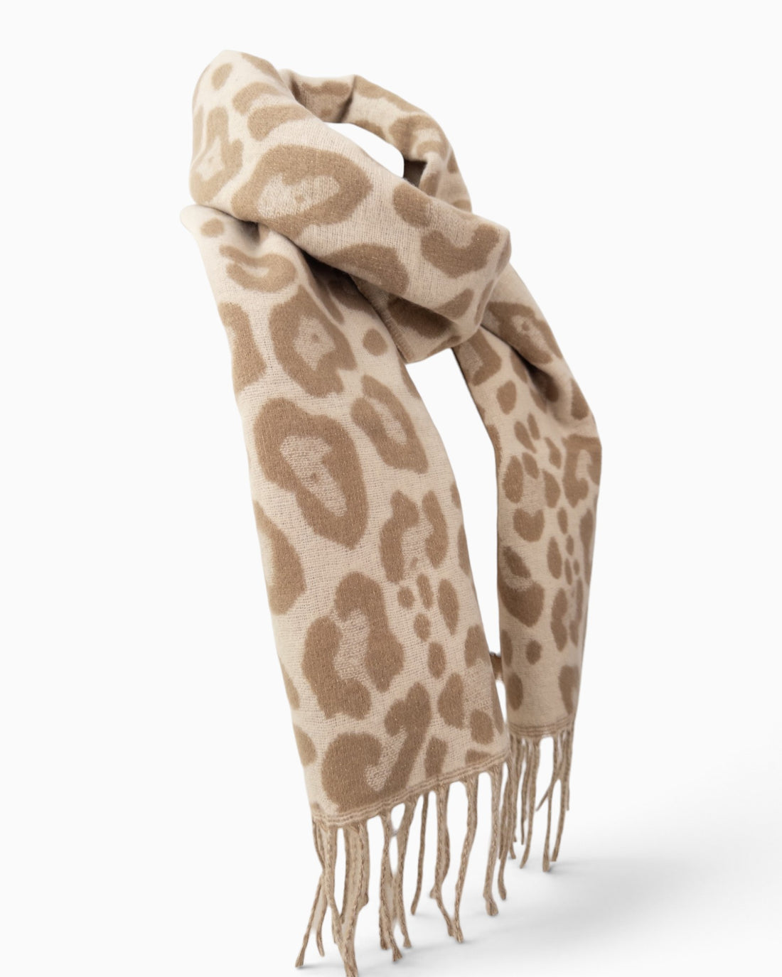 Schal Leo mit Fransen beige taupe