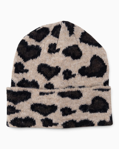 Mütze Leo Herz beige schwarz
