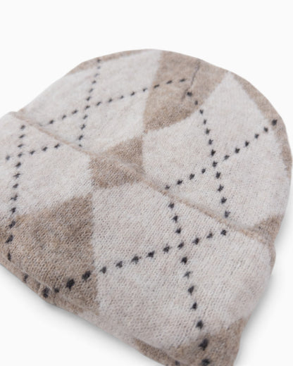 Mütze Karo creme beige