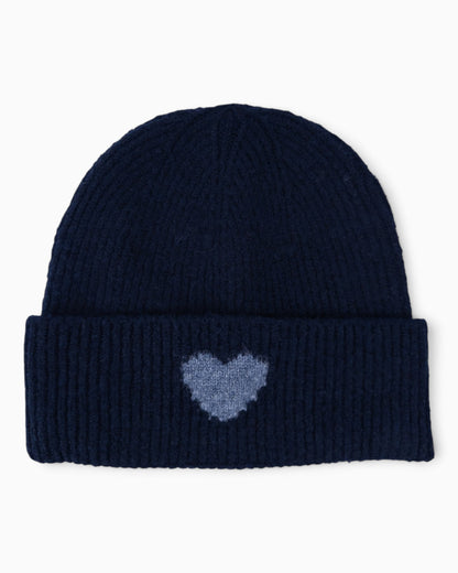 Mütze Herz navy hellblau