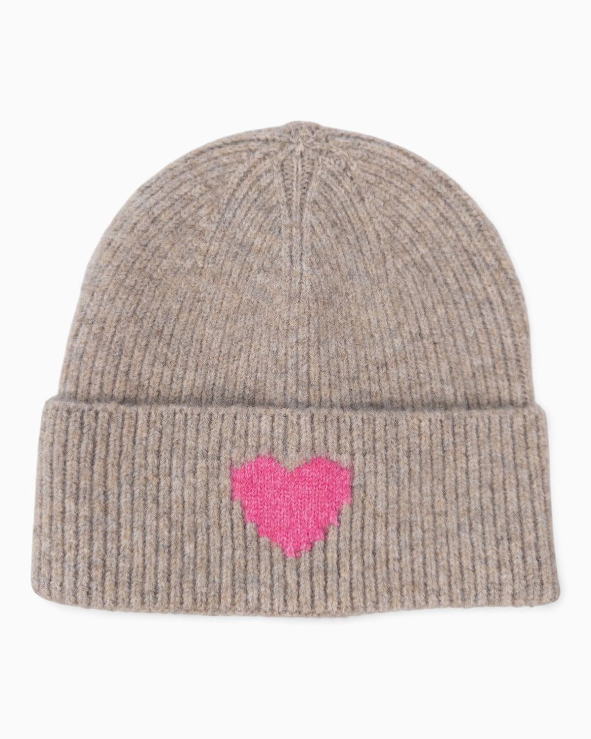 Mütze Herz taupe pink