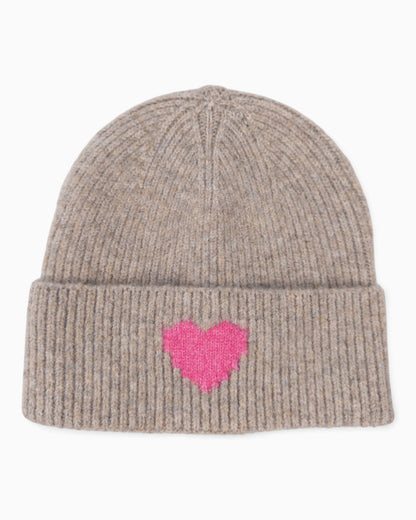 Mütze Herz taupe pink