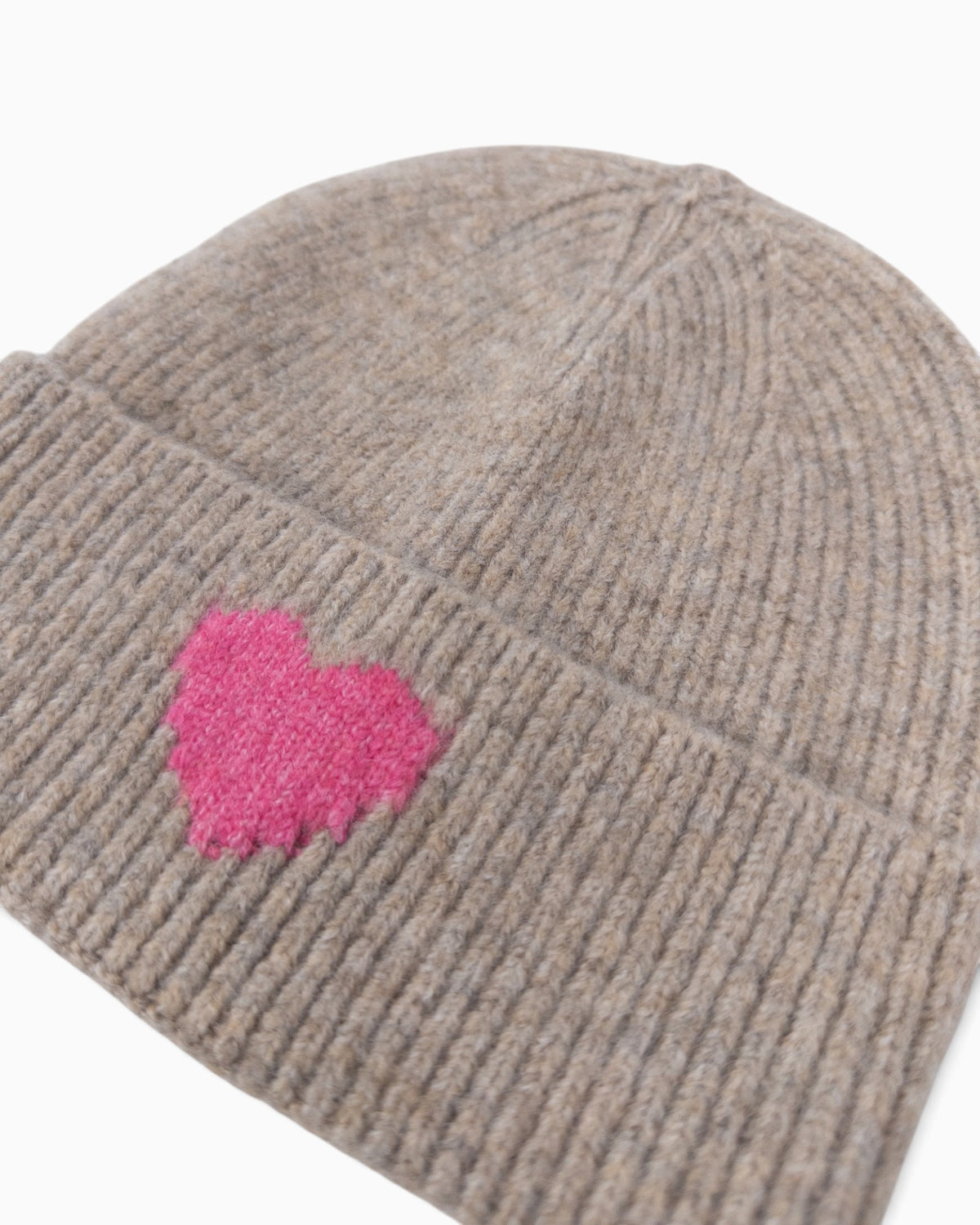 Mütze Herz taupe pink