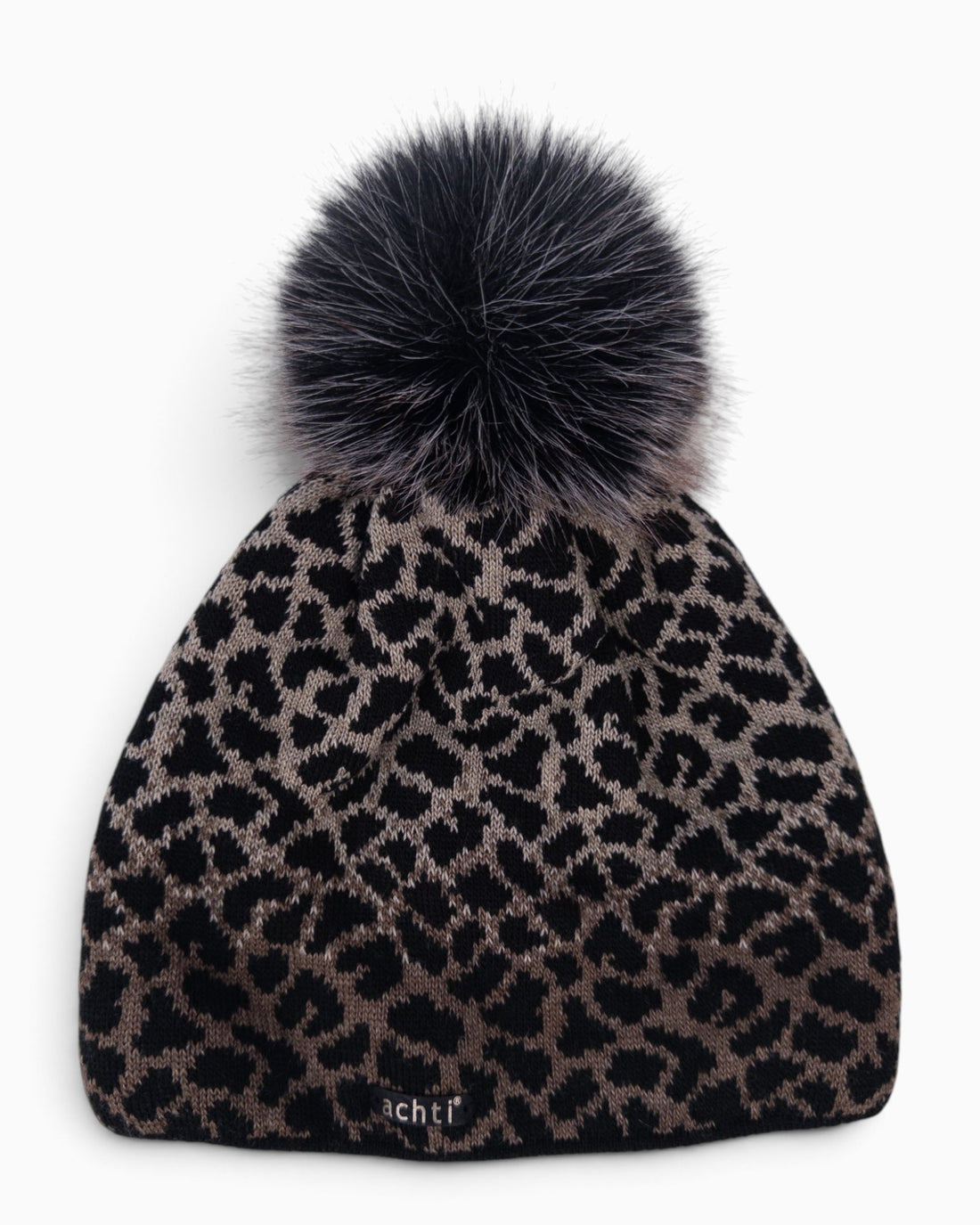 Mütze Leo mit Bommel schwarz taupe