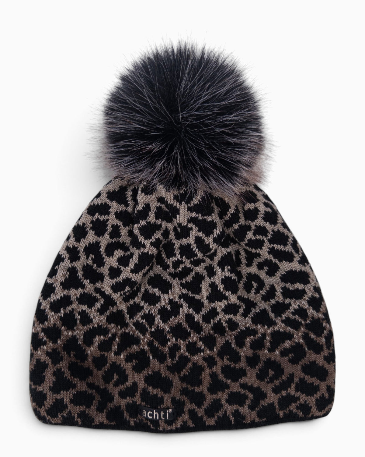 Mütze Leo mit Bommel schwarz taupe