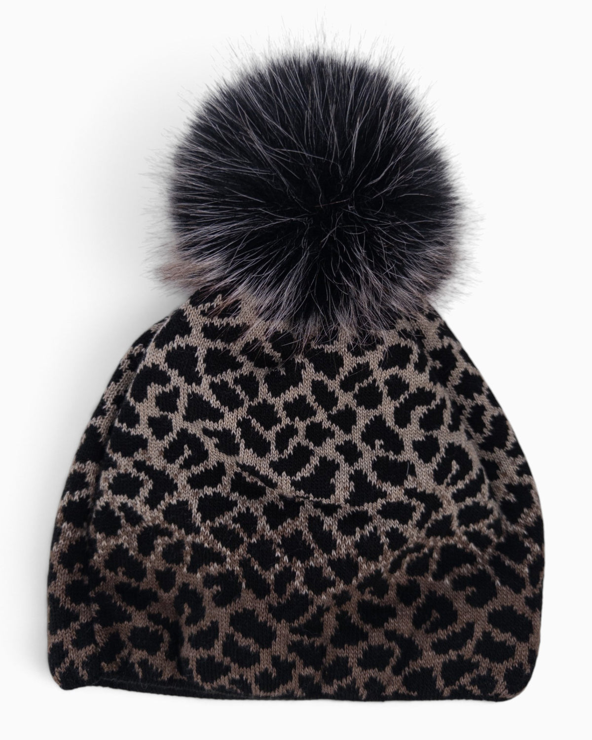 Mütze Leo mit Bommel schwarz taupe
