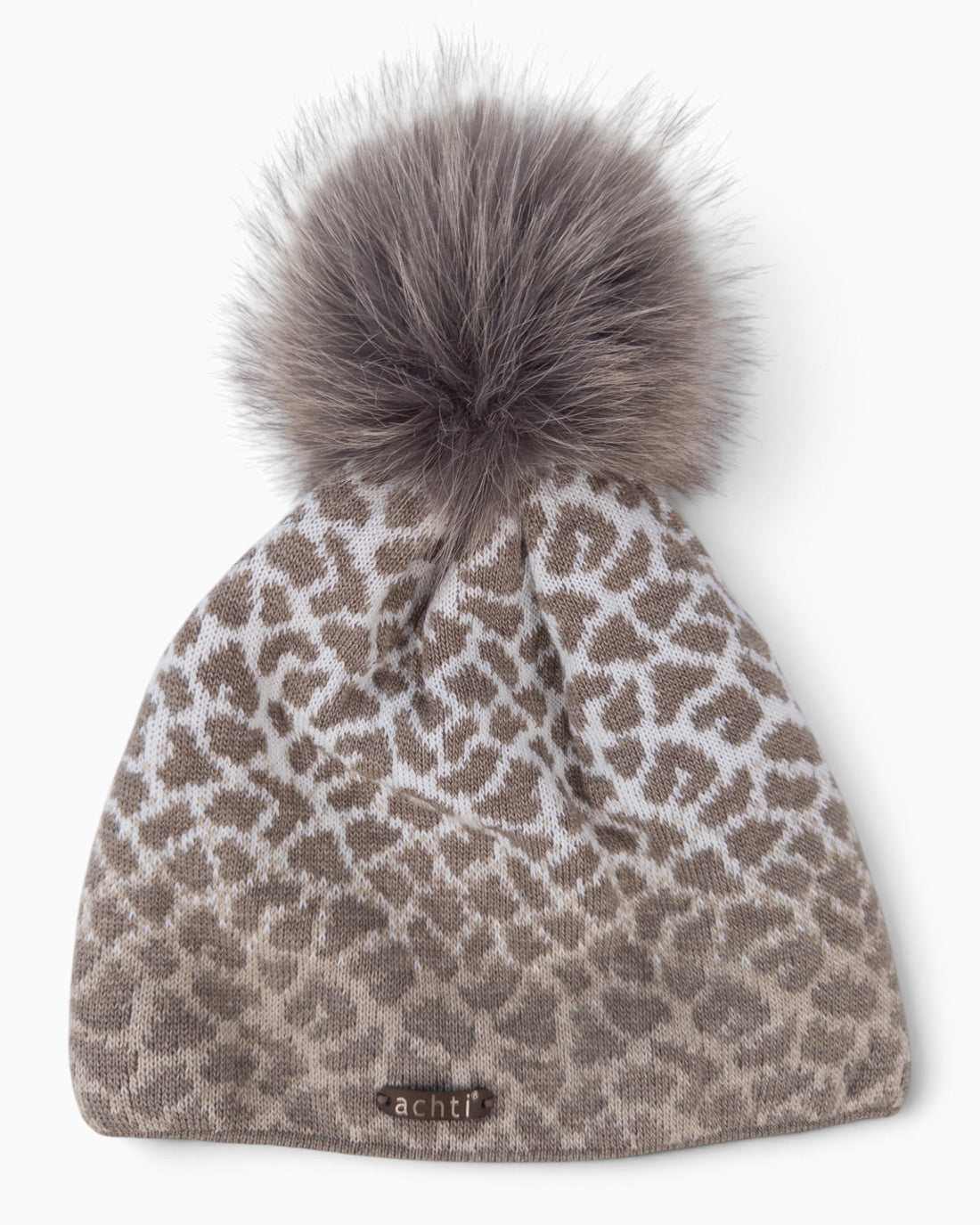 Mütze Leo mit Bommel taupe creme
