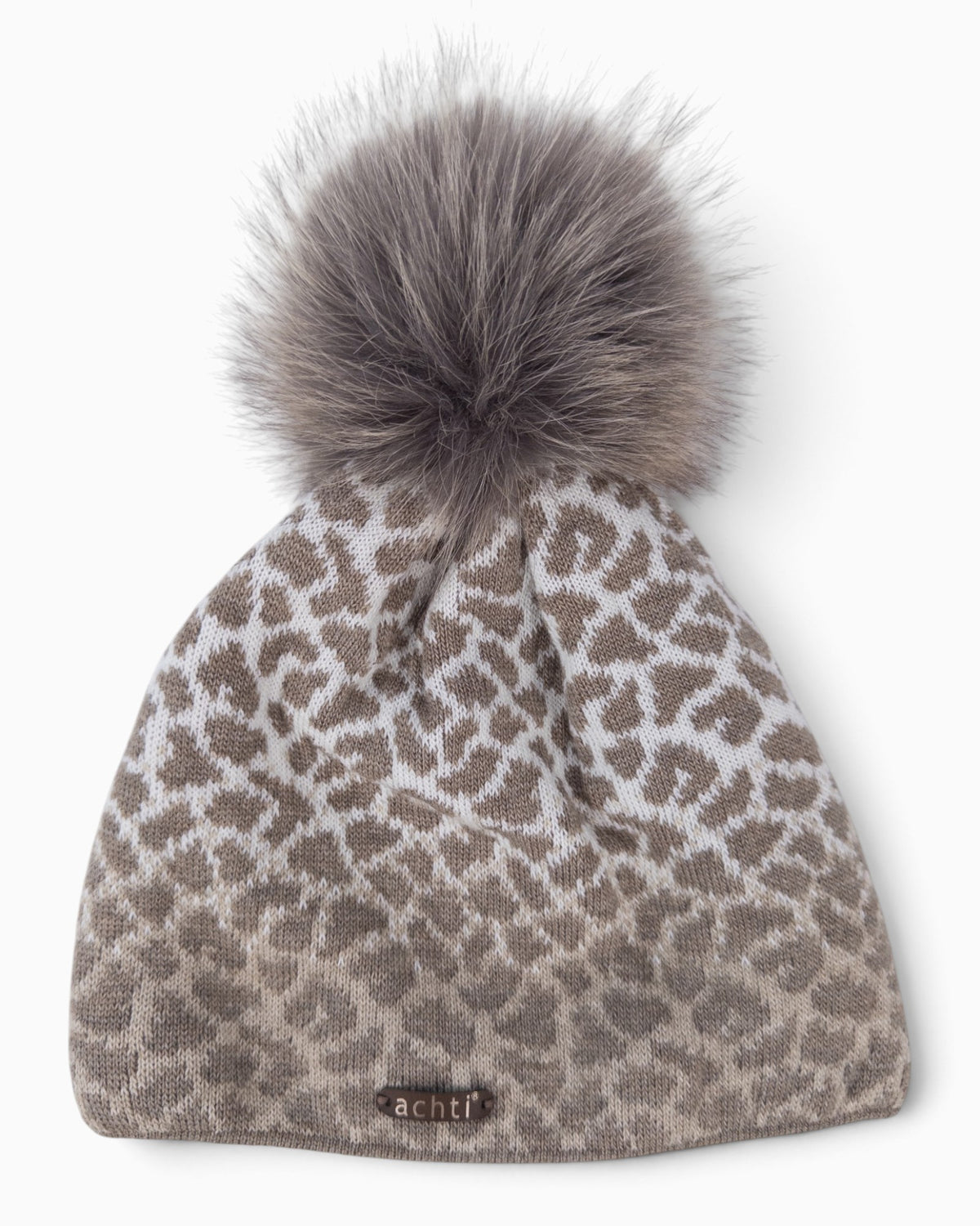 Mütze Leo mit Bommel taupe creme