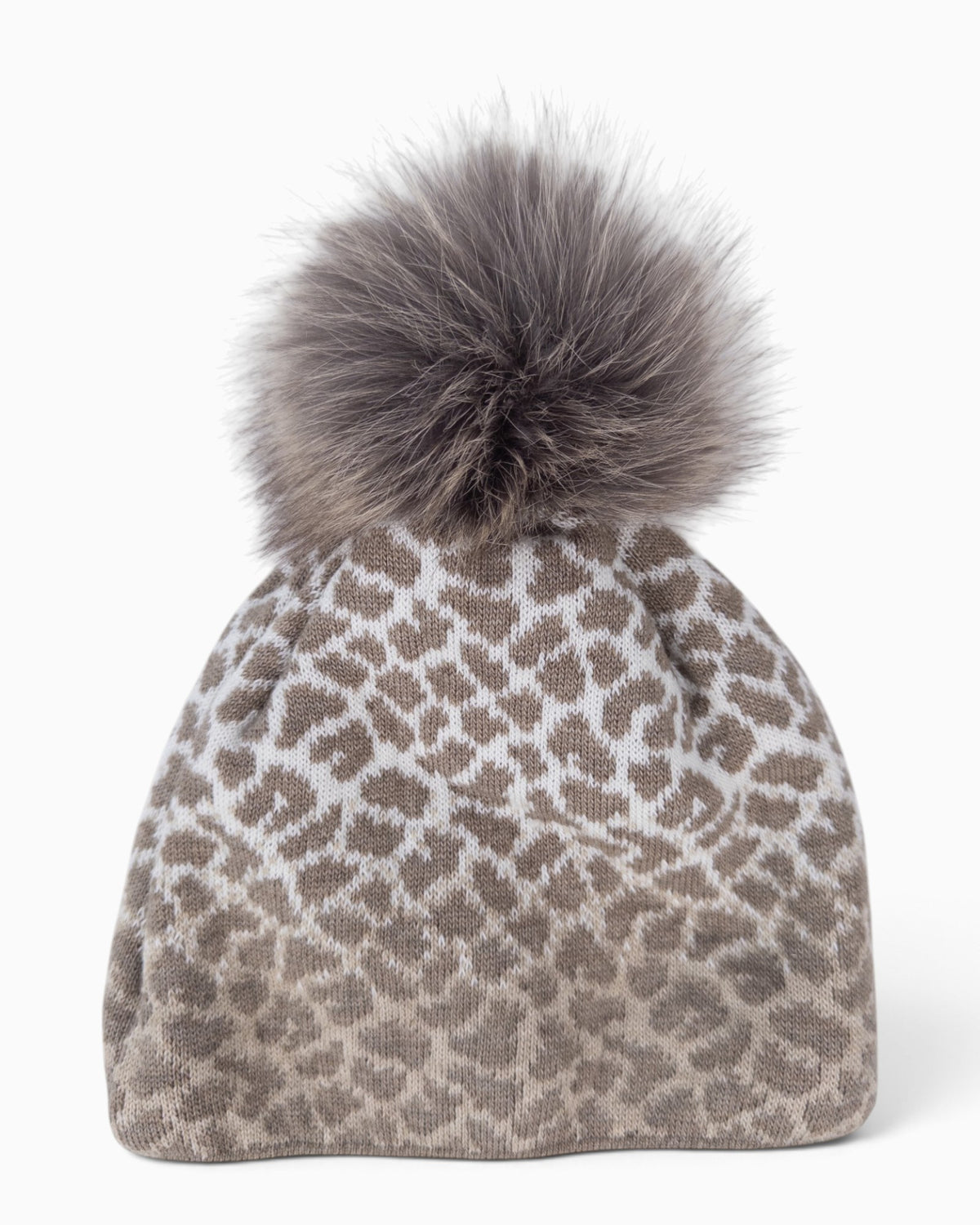 Mütze Leo mit Bommel taupe creme
