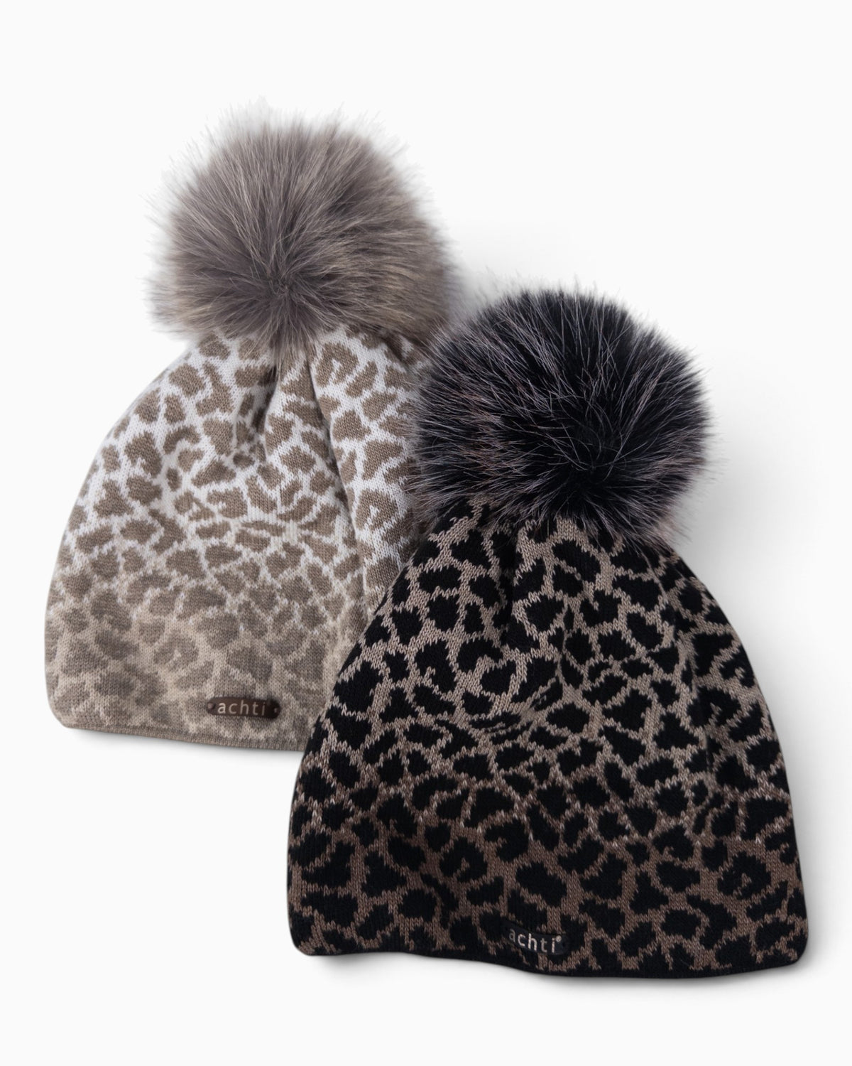 Mütze Leo mit Bommel taupe creme