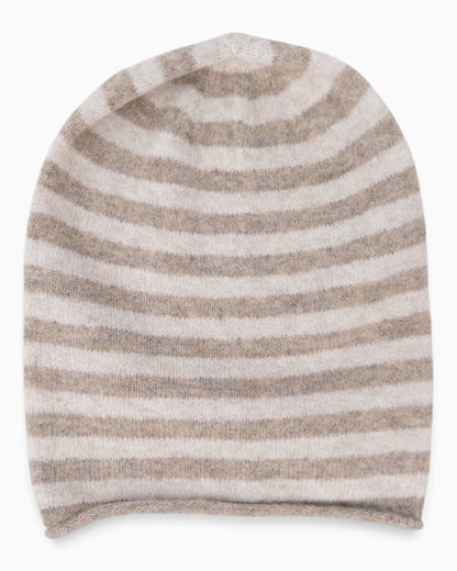 Mütze Streifen taupe creme