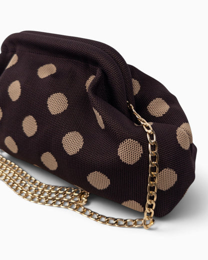 Umhängetasche Punkte dunkelbraun beige
