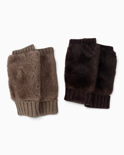 Fingerlose Handschuhe Fell taupe