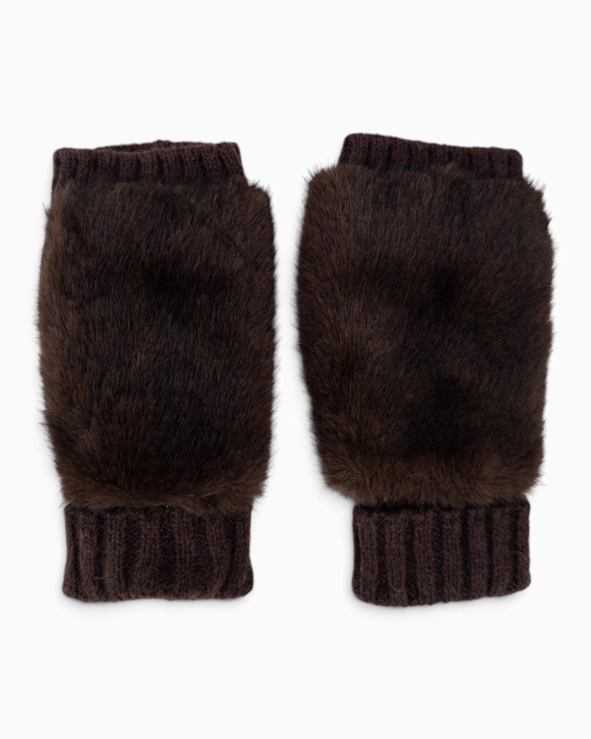 Fingerlose Handschuhe Fell dunkelbraun