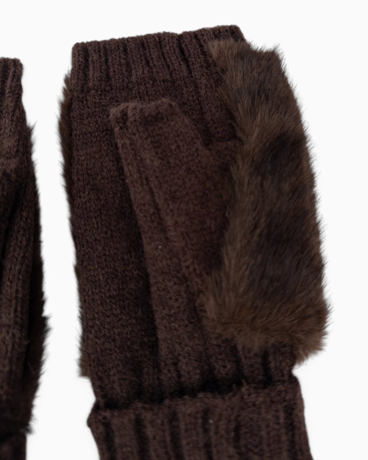 Fingerlose Handschuhe Fell dunkelbraun