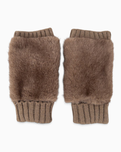 Fingerlose Handschuhe Fell taupe