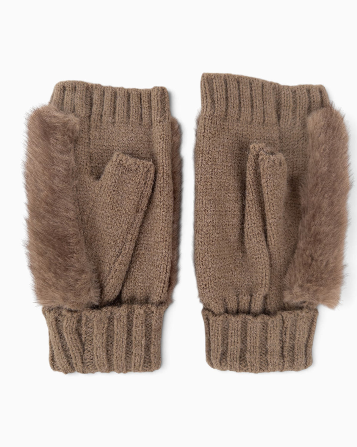 Fingerlose Handschuhe Fell taupe